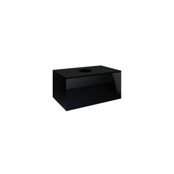 Mueble Bajo Lavabo Suspendido Colección Owl, Color Negro Mate Y Negro Brillante, Ideal Para Un Baño De Diseño.