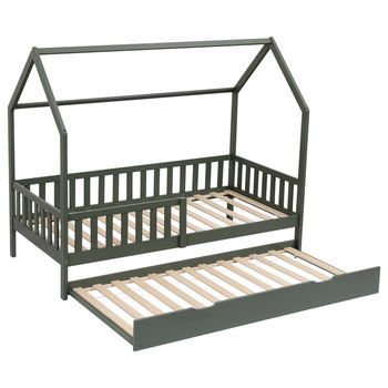 Cama Cabaña Nido Infantil 190x90cm Verde Marceau