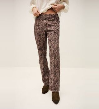 BA&SH para mujer. 1E26TOOT Jeans Tooty marrón (38), Casual, Animal print, Algodón