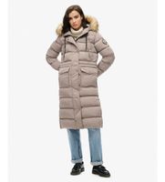 superdry para mujer w5011788a abrigo everest foux beige xl casual poliester reciclado sostenible