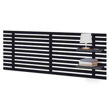 Dhome Cabecero Con Estantes De Madera Reciclada Dm Colgante Pared Estilo Palet Japones 160x46cm Cama Vintage Nordico (160cm, Negro Sólido)