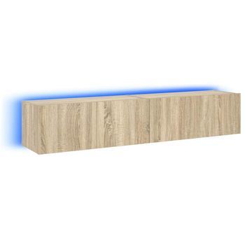 Muebles De Tv De Pared Luces Led 2 Uds Roble Sonoma 80x35x31 Cm Vidaxl