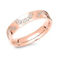 anillo de acero chapado en oro rosado con engaste de piedras
