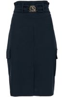falda de talle alto con grandes bolsillos tipo cargo navy