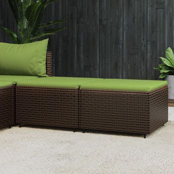2 Piezas Reposapiés De Jardín | Otomana De Jardín | Taburete De Jardín Con Cojines Ratán Sintético Marrón Cfw87304