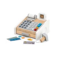 caja registradora de madera con accesorios
