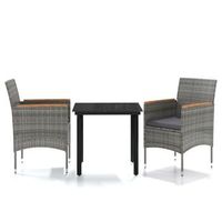 juego de comedor de jardin 3 uds con cojines gris y negro cfw134373