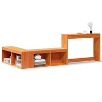 mesita de noche  mueble con escritorio madera maciza pino marron 222x107x75 cm