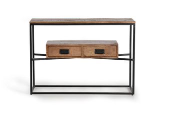 Consola de estilo industrial en madera de mango y toques en metal