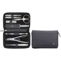 zwilling twinox travel set - black leather case 8 pieces - black