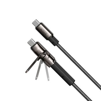 Ksix Cable de Carga Ultra Rápida y Datos 60W USB-C/USB-C Trenzado 1m Negro
