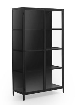Vitrina puertas y laterales de cristal estructura metal negra