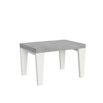 Mesa Extensible 90x130/390 Cm Spimbo Mix Tapa Cemento Patas Fresno Blanco