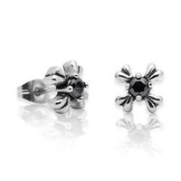 pendientes de acero con circonita negra