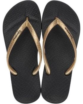 de IPANEMA IPANEMA CHANCLAS DE DEDO NEGRAS Y DORADAS PARA PLAYA Y PISCINA NEGRO Y DORADO