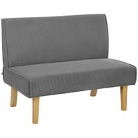 homcom sofa de 2 plazas con tejido de cordon acolchado grueso y patas de madera solida para sala de estar dormitorio oficina gris   aosom espana