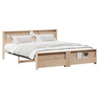 estructura de cama con estante marron 200 x 200 cm pino macizo vidaxl