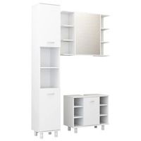 juego de 3 uds muebles de bano  armario de bano madera de ingenieria blanco