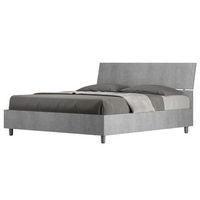 cama renoma de madera con cabecero inclinado-color gris-ropa de cama 140x200 cm