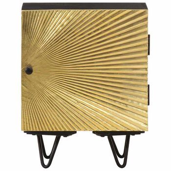 Mesita De Noche | Mesilla De Noche | Cabinete De Noche Con Frontal De Latón Mango Maciza 40x30x50 Cm Cfw79842