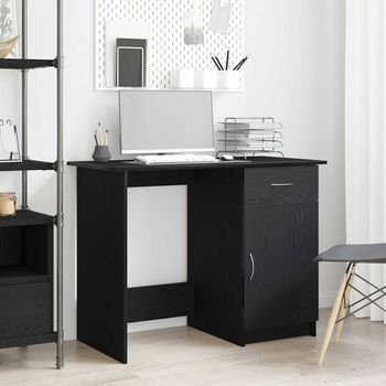 Vidaxl Escritorio Roble Negro Madera De Ingeniería 100 X 50 X 76 Cm