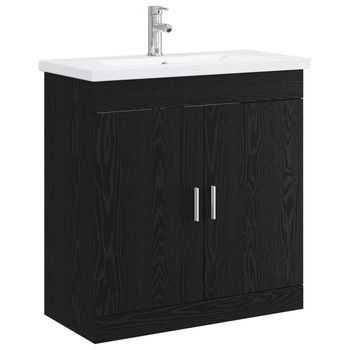 Juego De Muebles De Baño Roble Negro 81 X 40 X 84,5 Cm Vidaxl