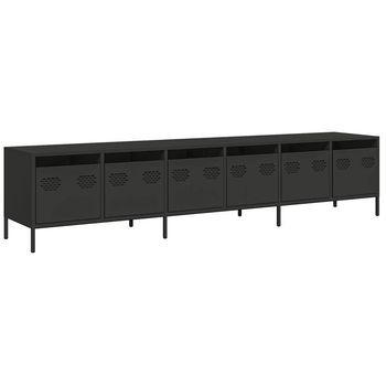 Mueble Para Tv Acero Laminado En Frío Negro 202x39x43,5 Cm Vidaxl