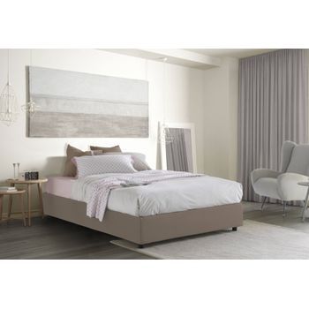 Talamo Italia Cama Doble Con Contenedor Silvia Sommier, Made In Italy, Cama Con Revestimiento De Tela, Apertura Frontal, Apta Para Colchón 160x200 Cm, Taupe