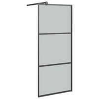 mampara de ducha accesible vidrio esg oscuro negro 90x195 cm vidaxl