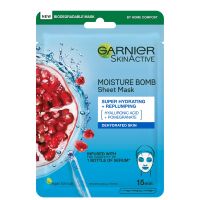 mascarilla facial de tela hidratante moisture bomb pomegranate de garnier