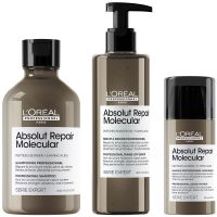 loreal professionnel serie expert absolut repair molecular shampoo rinse-off serum and mask routine for damaged hair