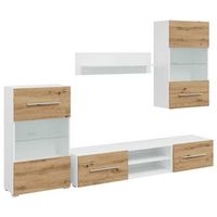 muebles de tv 5 piezas con iluminacion led roble artesanal vidaxl