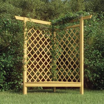 Pérgola Esquinera Con Banco Madera Pino Impregnada 166x81x174cm
