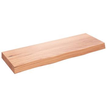 Encimera Baño | Mueble De Baño Madera Maciza Tratada Marrón Claro 80x30x(2-6) Cm