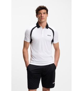 BOSS para hombre. 50554552 Polo Active slim fit blanco (XXL), Casual, Deportivo, Multideporte, Poliéster, Manga corta