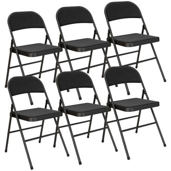 HOMCOM Lote de 6 sillas plegables sillas de comedor portátiles estructura de acero 45x46x78 cm Negro