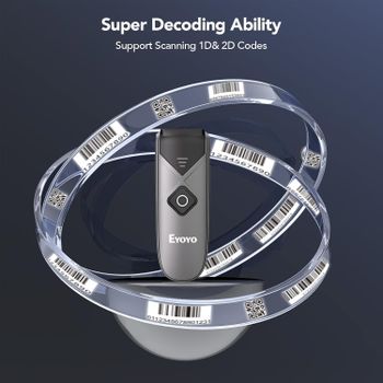 Escáner de código de barras Bluetooth portátil Eyoyo Mini 1D 2D, lector de códigos QR, PDF417, Data Matrix, escáner USB con cable e inalámbrico.