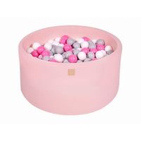meowbaby piscina de bolas round seca para ninos rosa claro  blancogris 300 pcs 90x40cm