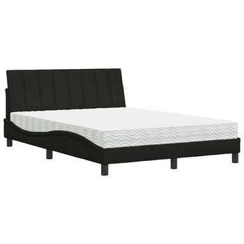 Cama Con Colchón Hanko Tela Negro 140x200 Cm Vidaxl
