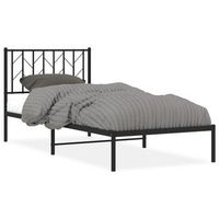 cama individual  cama para adulto  estructura cama sin colchon con cabecero metal negro 90x190 cm