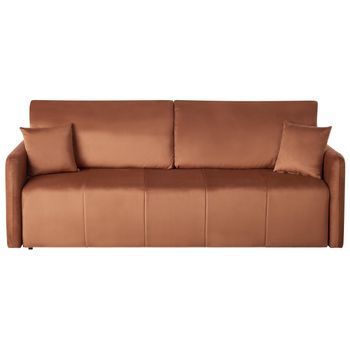Sofá Moderno De 3 Plazas De Terciopelo Con Cojines Adicionales Y Función Cama Marrón Dorado Egge