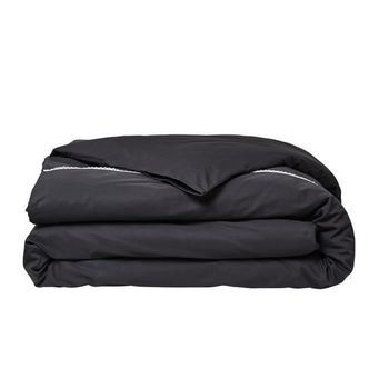 Juego De Cama - 220 X 240 Cm - 100% Percal Acabado Encaje - Carbón