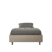 cama con almacenaje acolchada sin cabecero 120x210 cuero sintetico gris paloma azelia