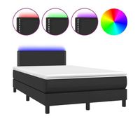 cama box spring colchon y led cuero sintetico negro 120x200 cm liso con clavos