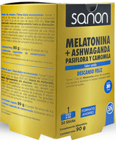 sanon melatonina  ashwanda pasiflora y camomila 30 sticks sandia