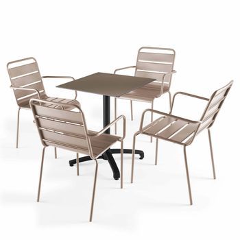 Mesa Reclinable Topo 60x60 Cm Y 4 Sillones De Metal Topo, Opéra - Oviala
