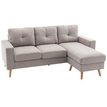 Sofá De Lino Homaire 193 X 136 X 85 Cm Gris