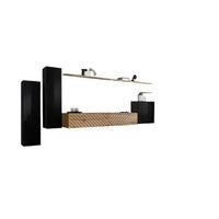 conjunto de muebles de salon switch i r negro y roble wotan r acabados efecto roble fresado r diseno moderno