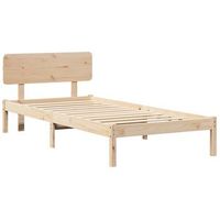 estructura de cama con cabecera natural 90 x 190 cm