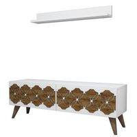 mueble tv con estante nisan blanco